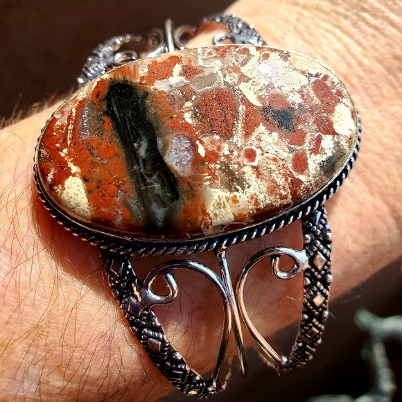 New Jasper 925 Silver Cuff Bracelet. - Picture 2 of 15